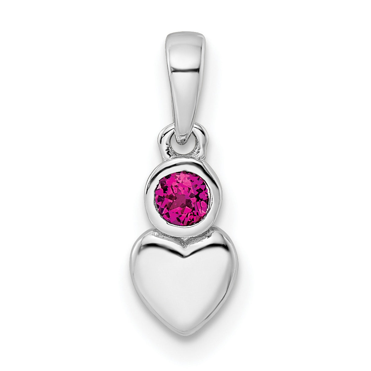 Sterling Silver Heart Pendant with Lab Created Ruby, Romantic Jewelry for Women
