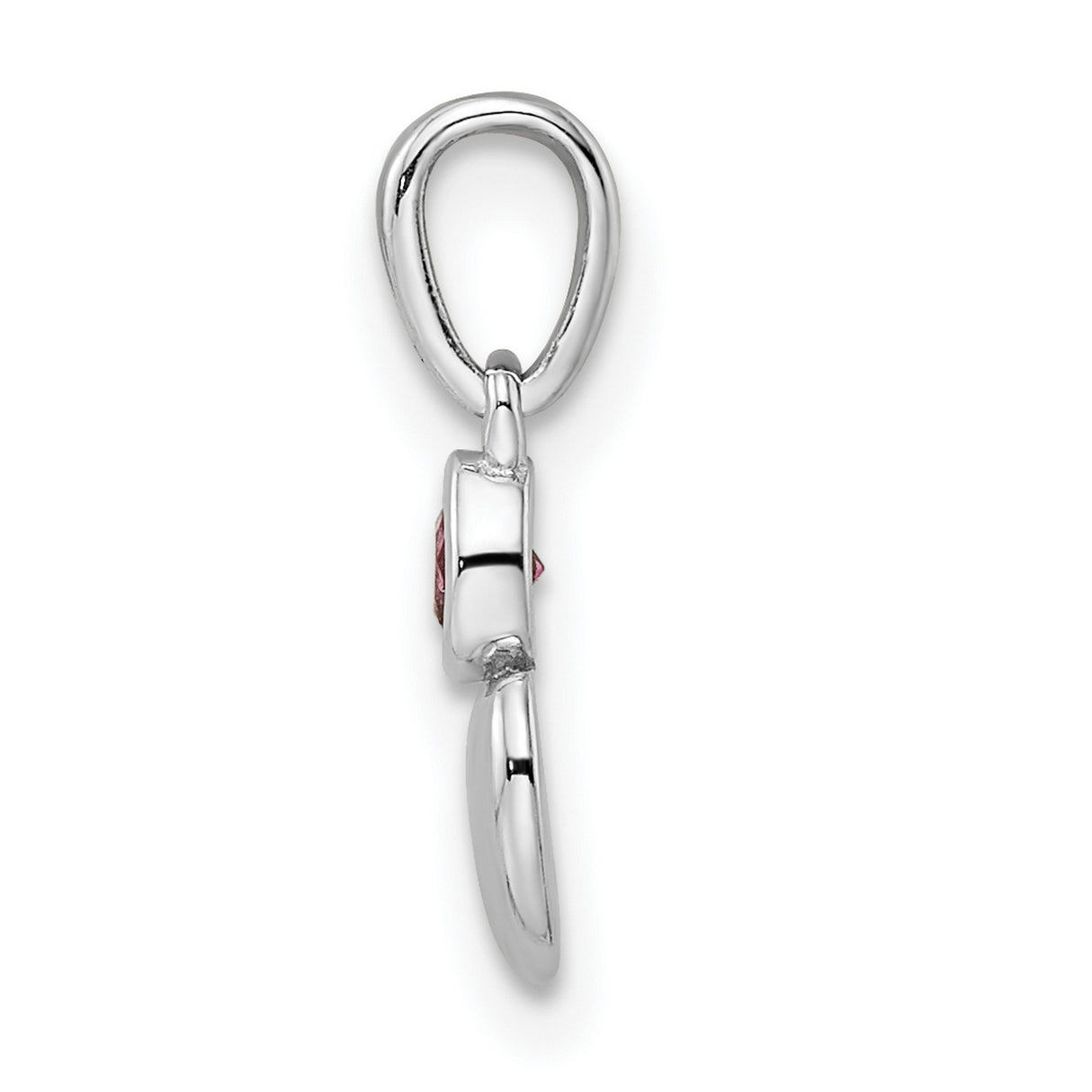 Polished Rhodolite Garnet Heart Charm Pendant in Real 925 Sterling Silver