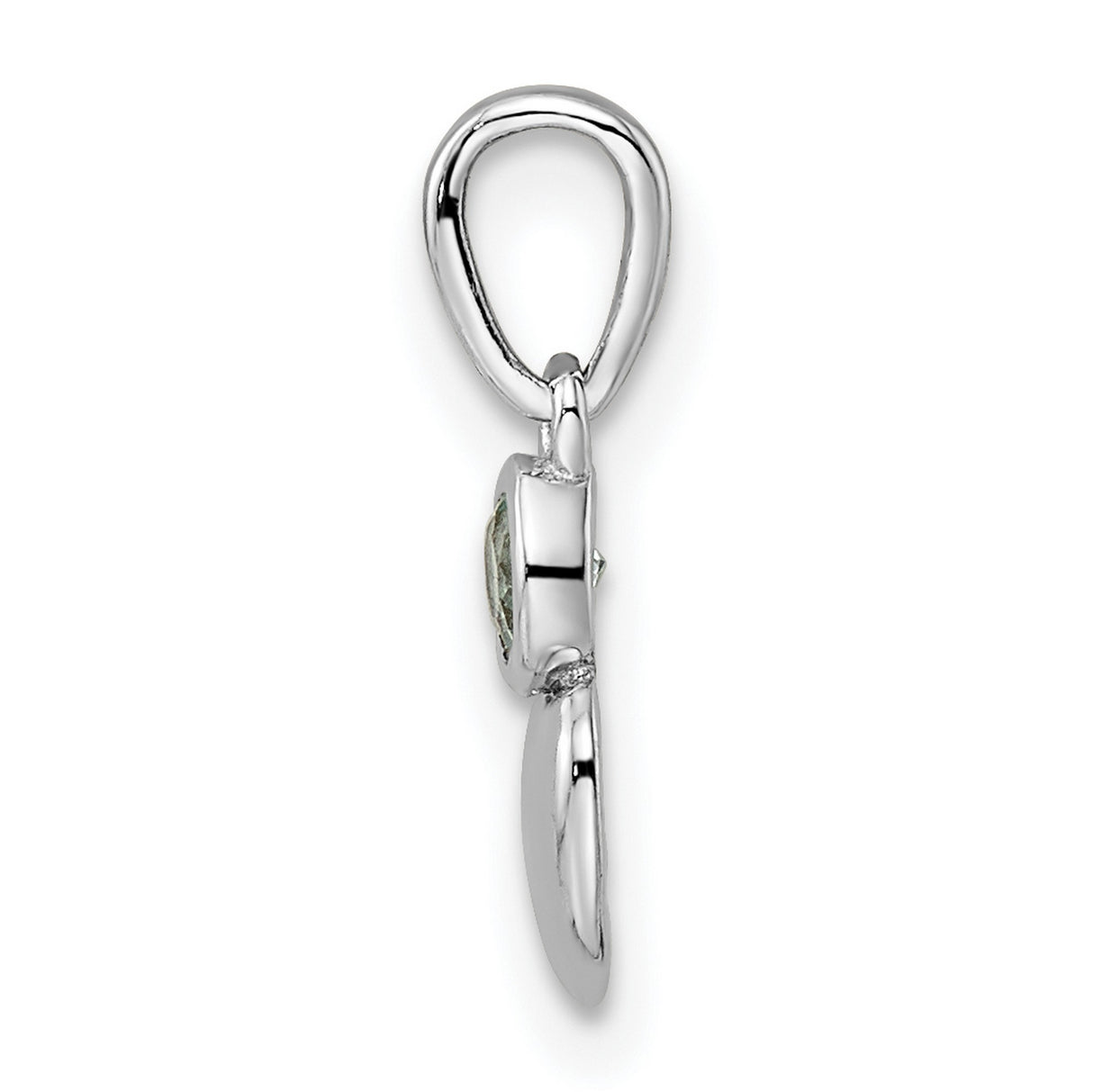 Sterling Silver Heart Pendant with Aquamarine Accent, Romantic Symbolic Charm for Women