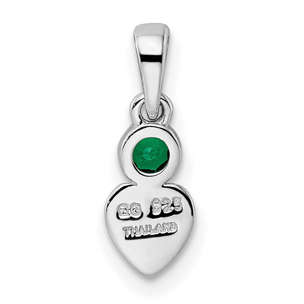 Sterling Silver Heart Pendant with Lab Created Emerald, Romantic May Birthstone Jewelry