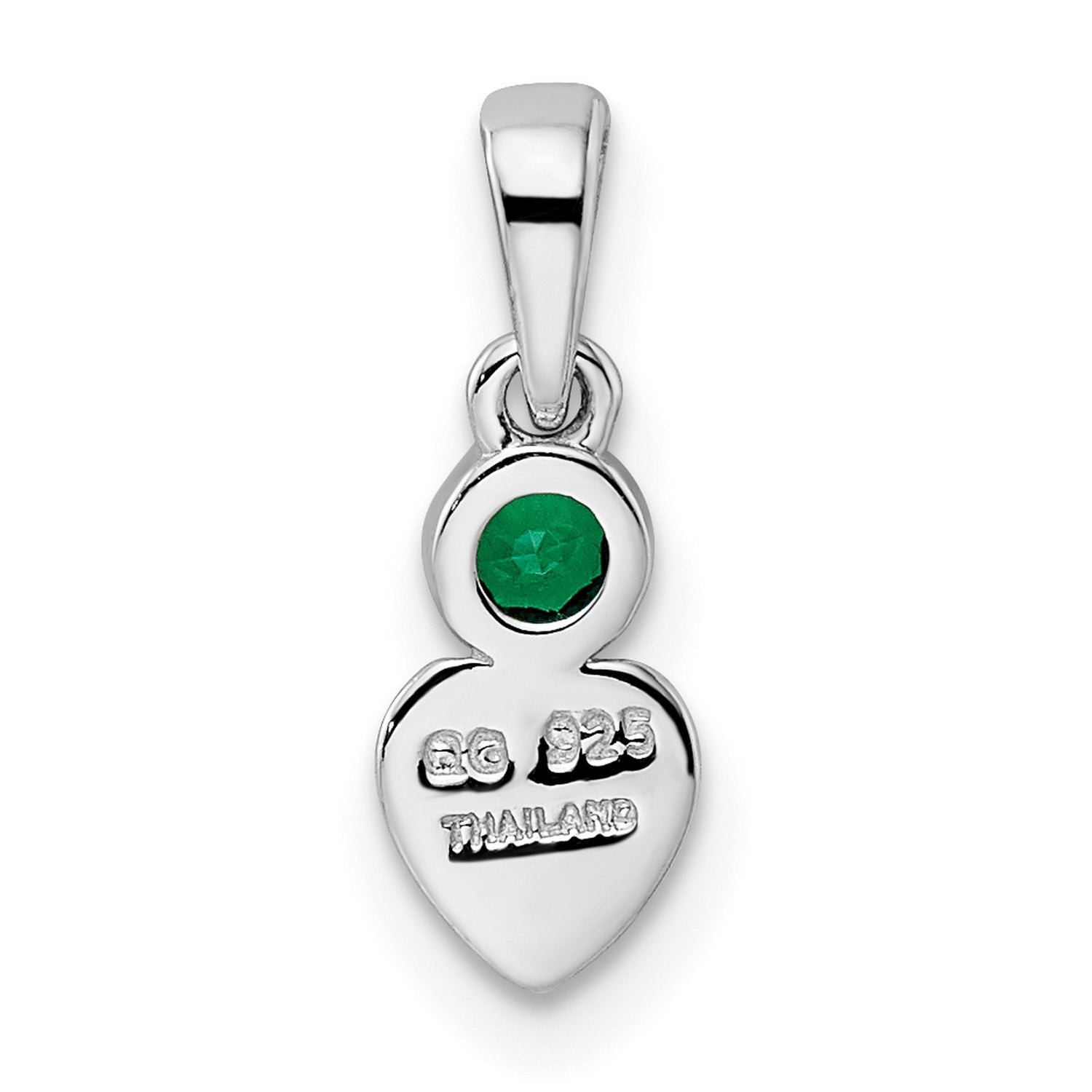 Sterling Silver Heart Pendant with Lab Created Emerald, Romantic May Birthstone Jewelry