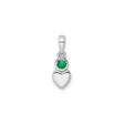 Sterling Silver Heart Pendant with Lab Created Emerald, Romantic May Birthstone Jewelry