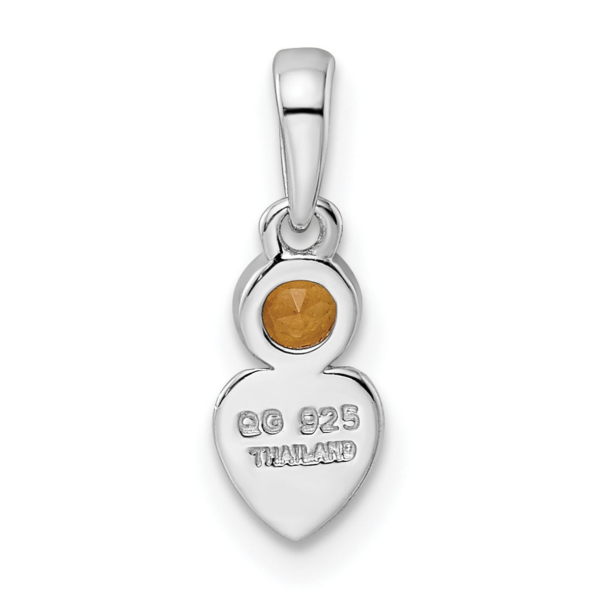 Sterling Silver Heart Pendant with Citrine Gemstone, Romantic Keepsake Jewelry for Women