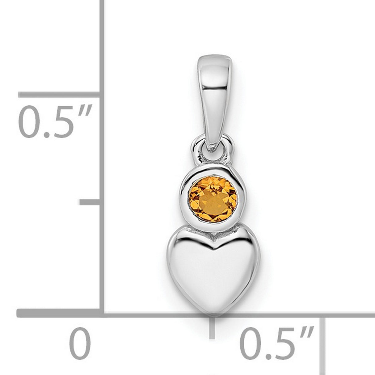 Sterling Silver Heart Pendant with Citrine Gemstone, Romantic Keepsake Jewelry for Women