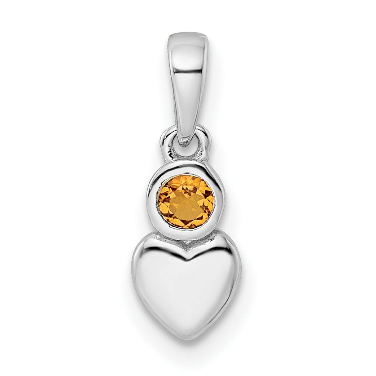 Sterling Silver Heart Pendant with Citrine Gemstone, Romantic Keepsake Jewelry for Women