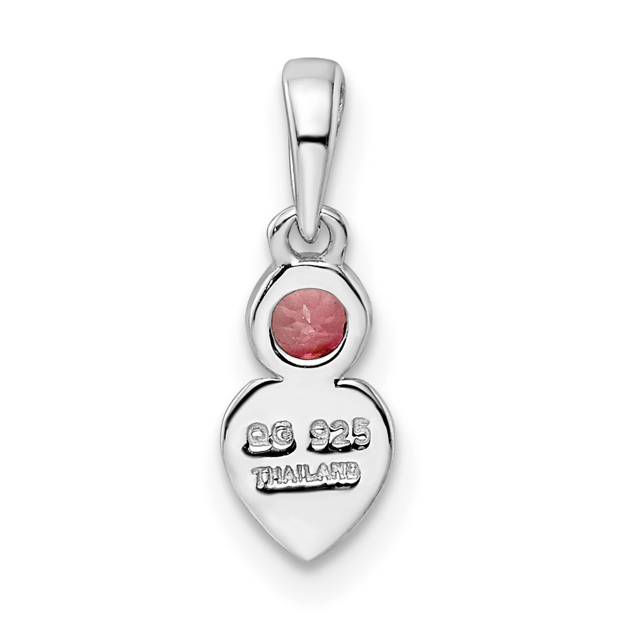 Sterling Silver Heart Pendant with Pink Tourmaline, Romantic Birthstone Jewelry for Women