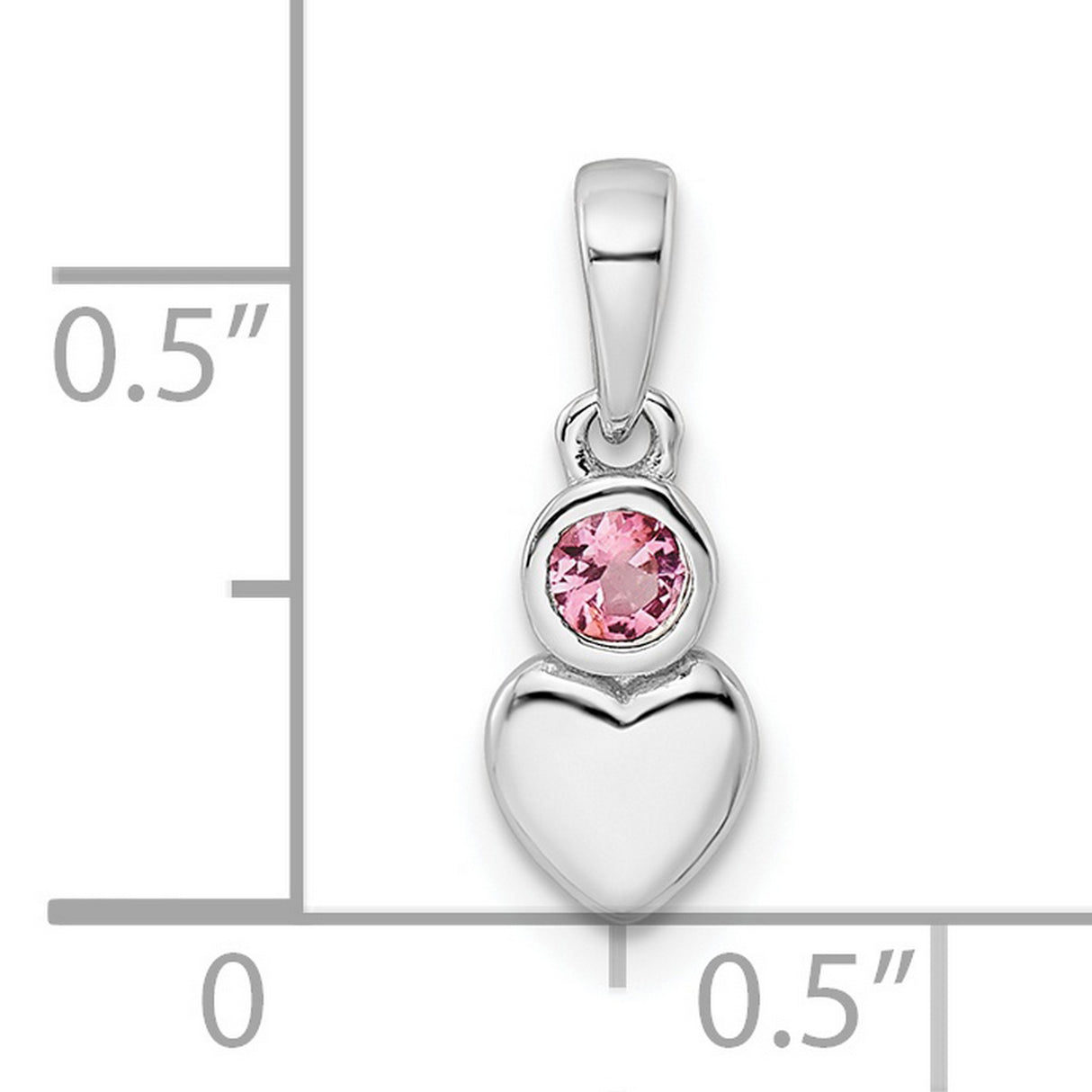 Sterling Silver Heart Pendant with Pink Tourmaline, Romantic Birthstone Jewelry for Women