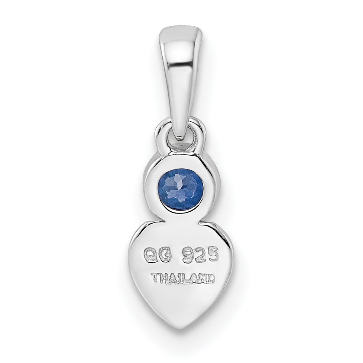 Lab Created Sapphire Heart Charm Pendant in Real 925 Sterling Silver