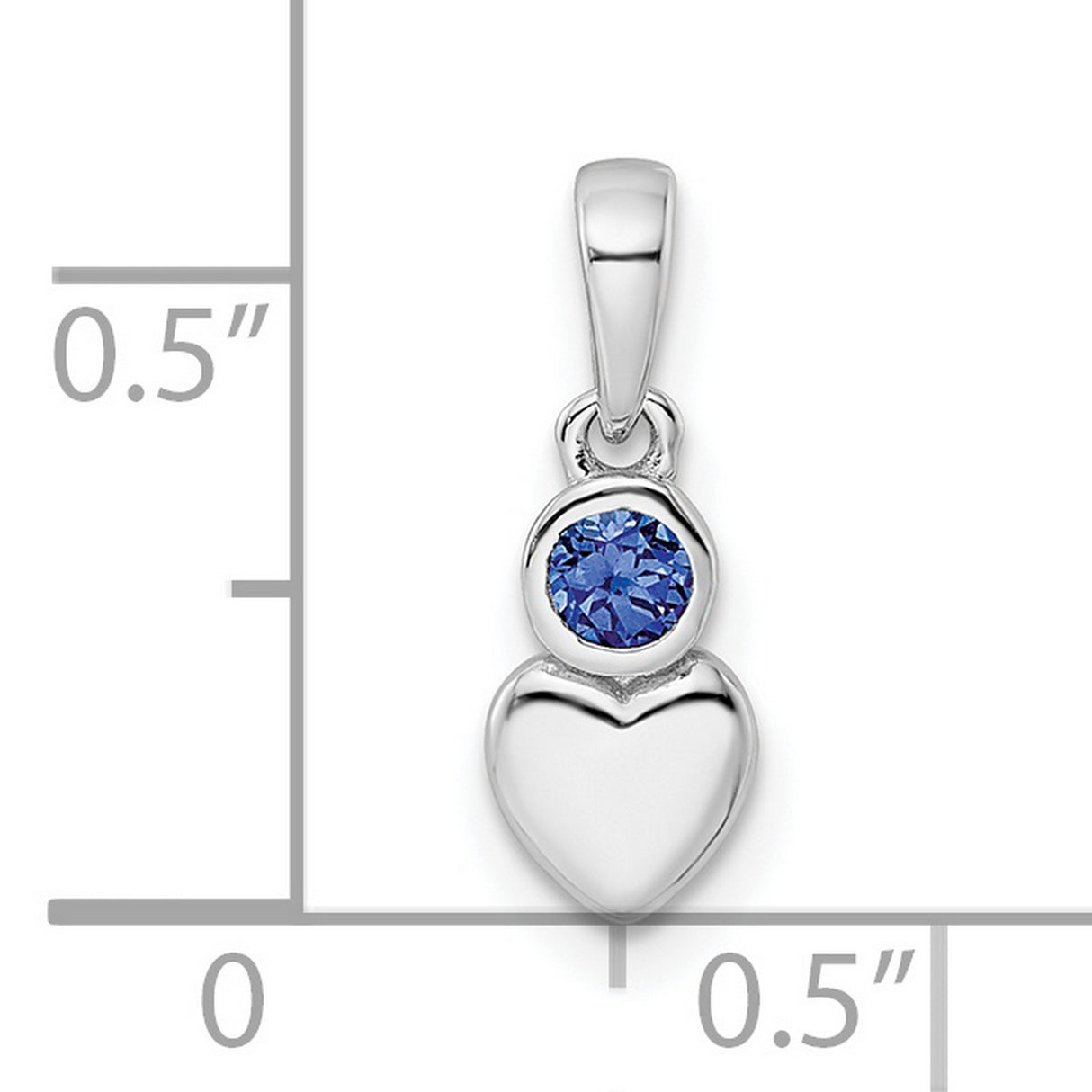 Lab Created Sapphire Heart Charm Pendant in Real 925 Sterling Silver