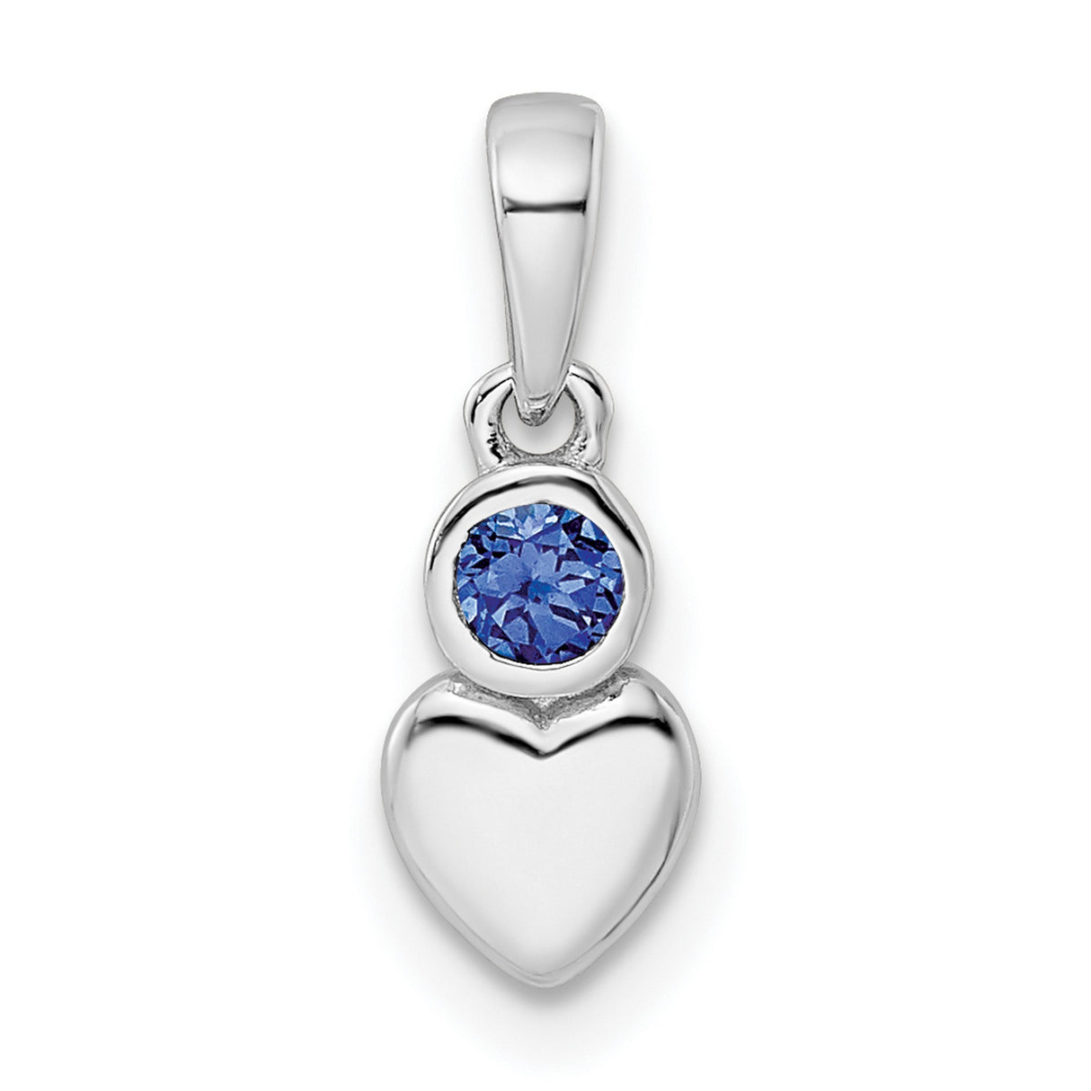 Lab Created Sapphire Heart Charm Pendant in Real 925 Sterling Silver