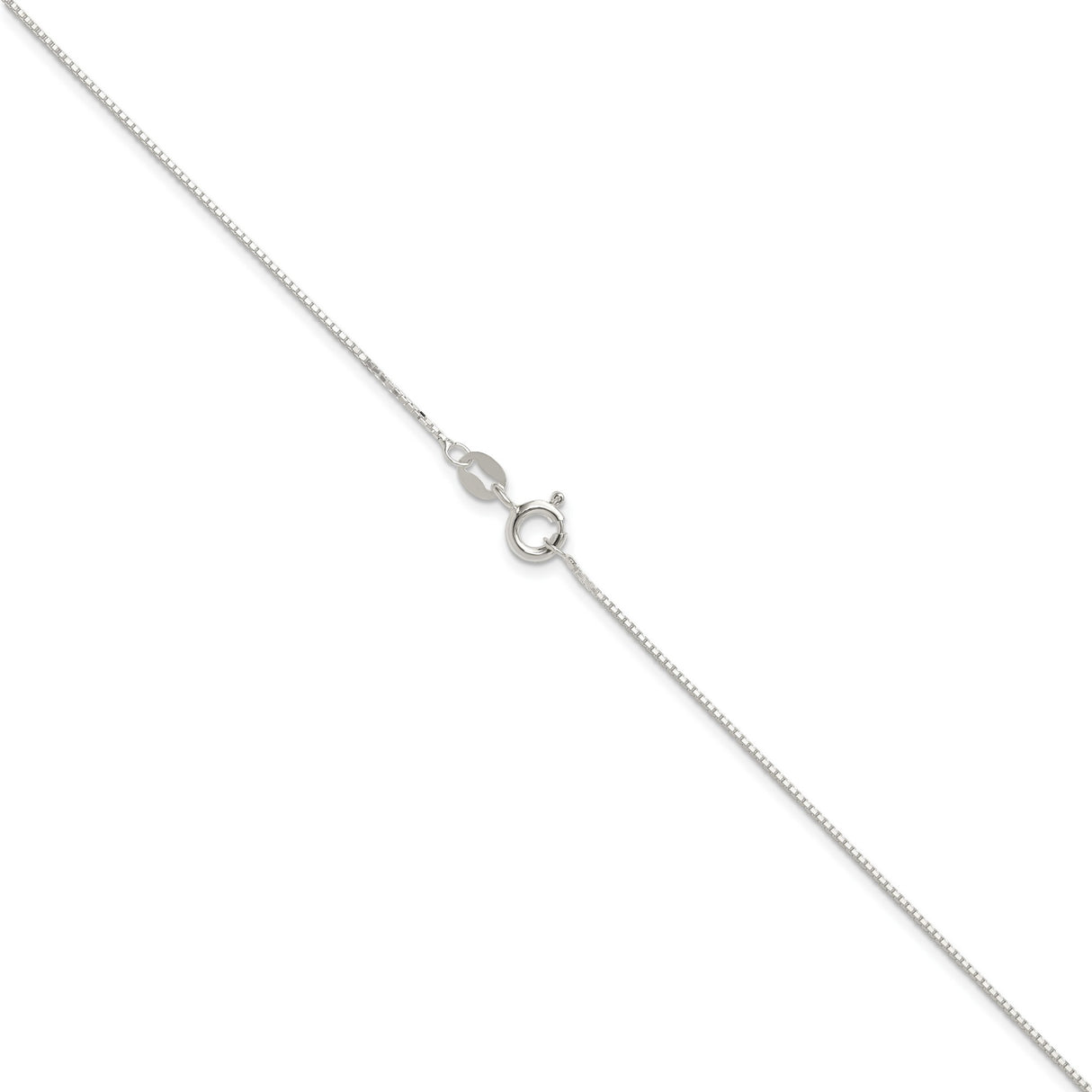 925 White Gold 0.8 mm Box Chain Necklace, Polished alternate angle