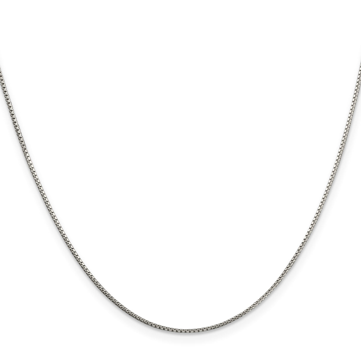 925 White Gold 1 mm Box Chain Necklace, Polished