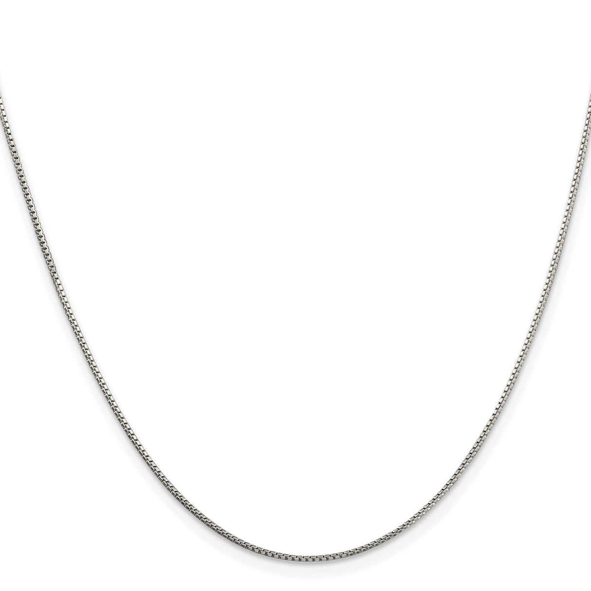 925 White Gold 1 mm Box Chain Necklace, Polished