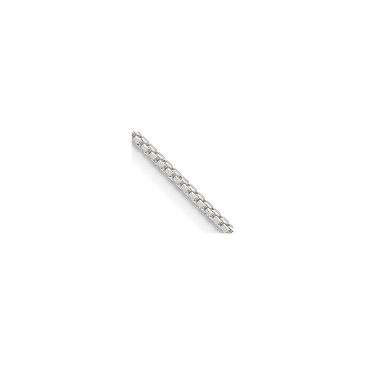925 White Gold 1.25 mm Box Chain Necklace, Polished alternate angle