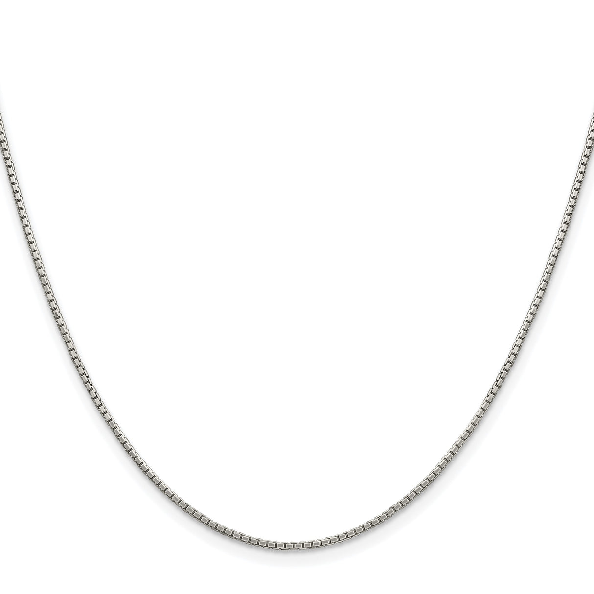 925 White Gold 1.35 mm Box Chain Necklace, Polished