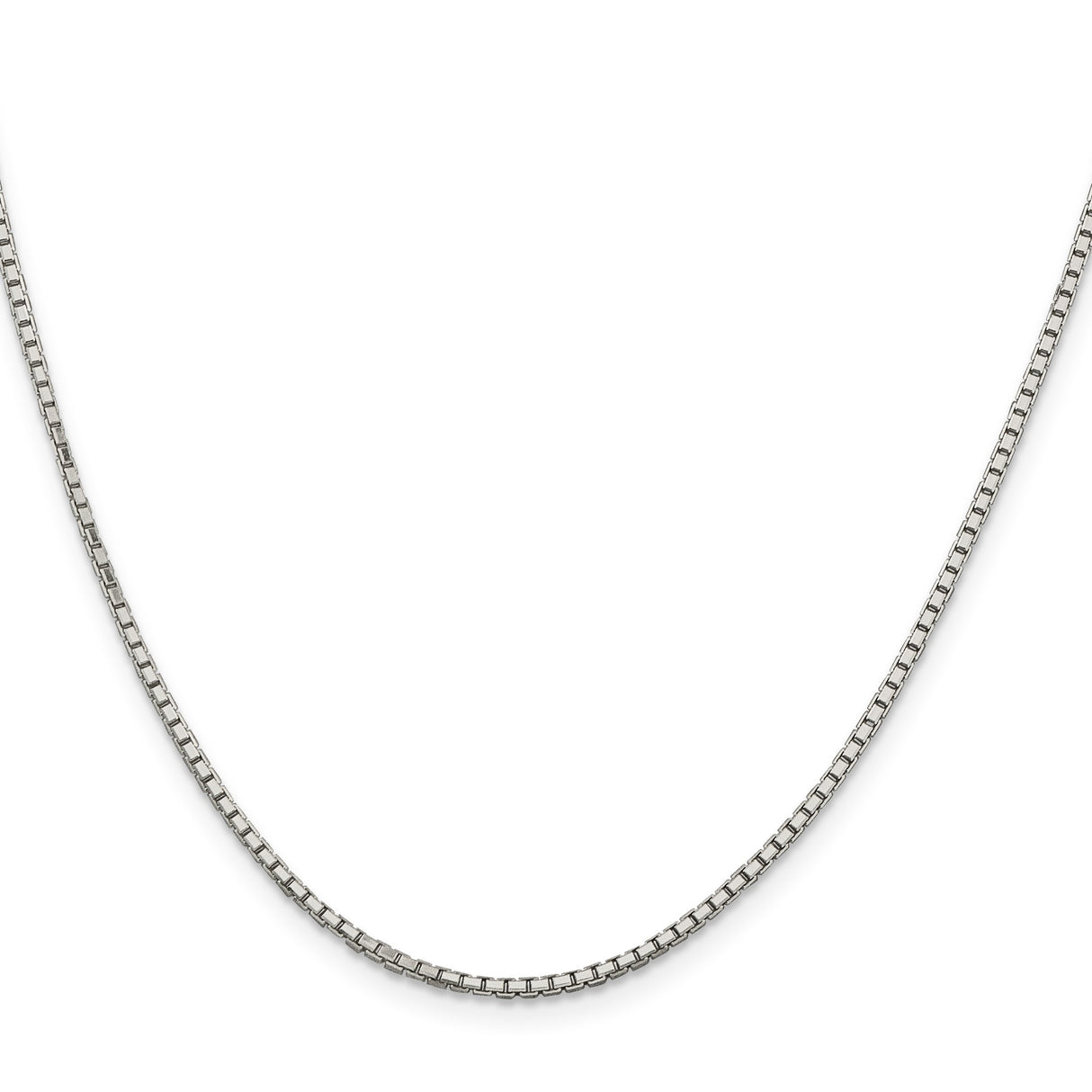 925 White Gold 1.7 mm Box Chain Necklace, Polished