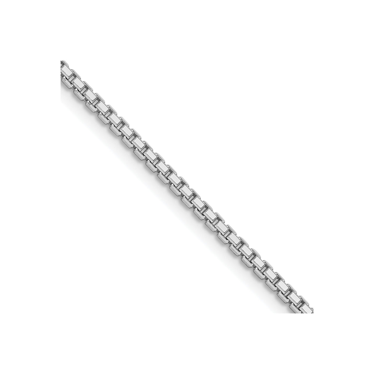 925 White Gold 1.7 mm Box Chain Necklace, Polished detail view
