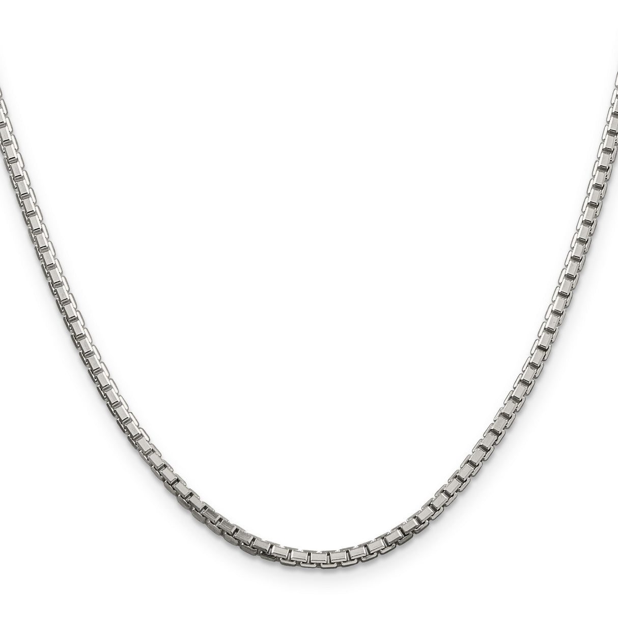 925 White Gold 2.5 mm Box Chain Necklace, Polished