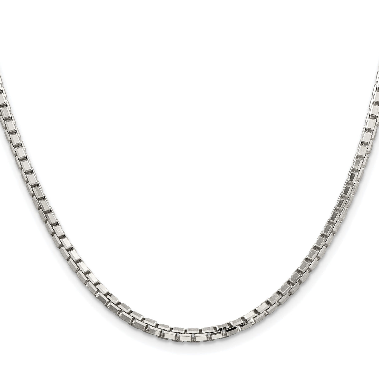 925 White Gold 2.9 mm Box Chain Necklace, Polished