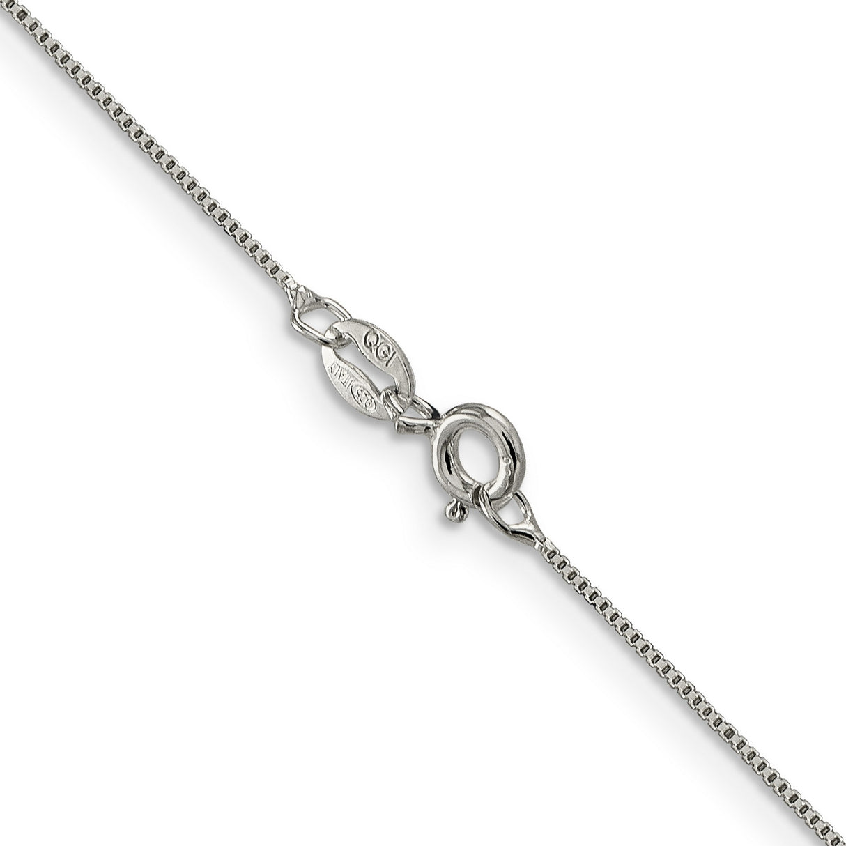 925 White Gold 0.6 mm Box Chain Necklace, Polished alternate angle