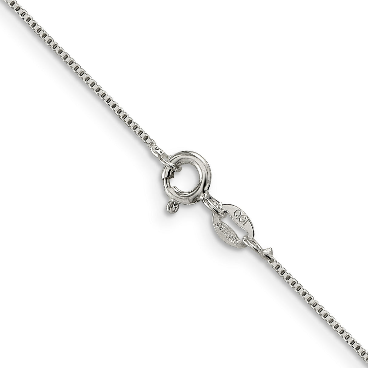 925 White Gold 0.8 mm Box Chain Necklace, Polished alternate angle