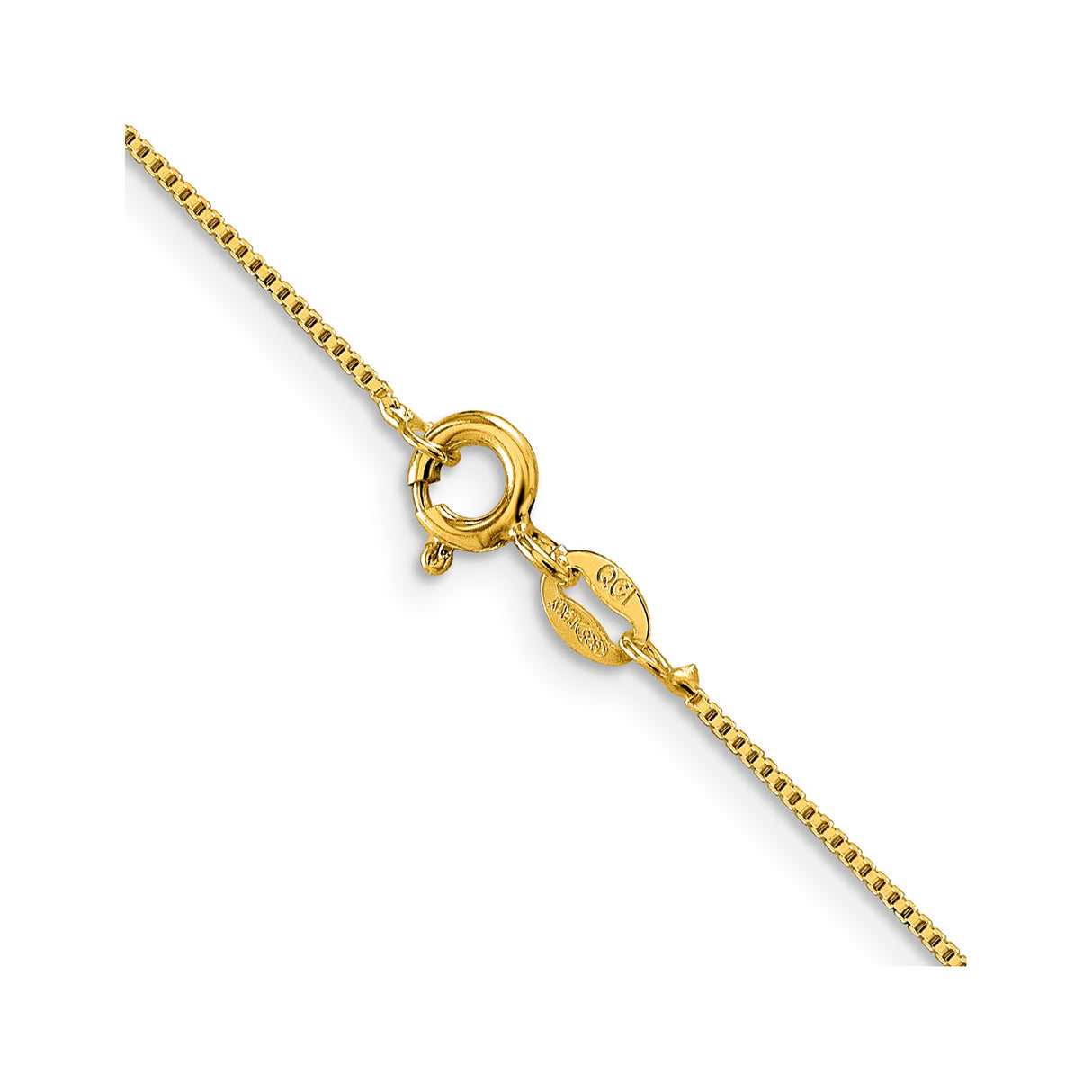 925 Yellow Gold 0.8 mm Box Chain Necklace, Solid alternate angle