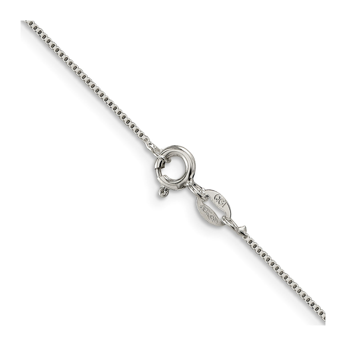 925 White Gold 0.8 mm Box Chain Necklace, Polished alternate angle