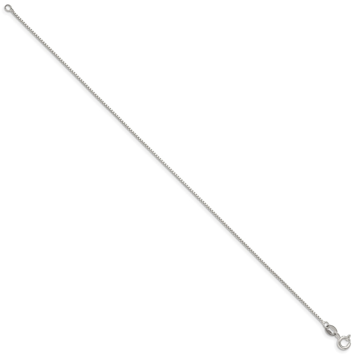 925 White Gold 0.9 mm Box Chain Bracelet, Polished alternate angle