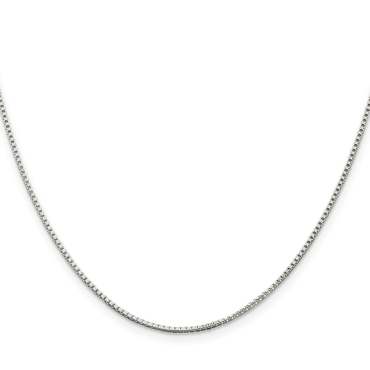 925 White Gold 1.25 mm Box Chain Necklace, Polished