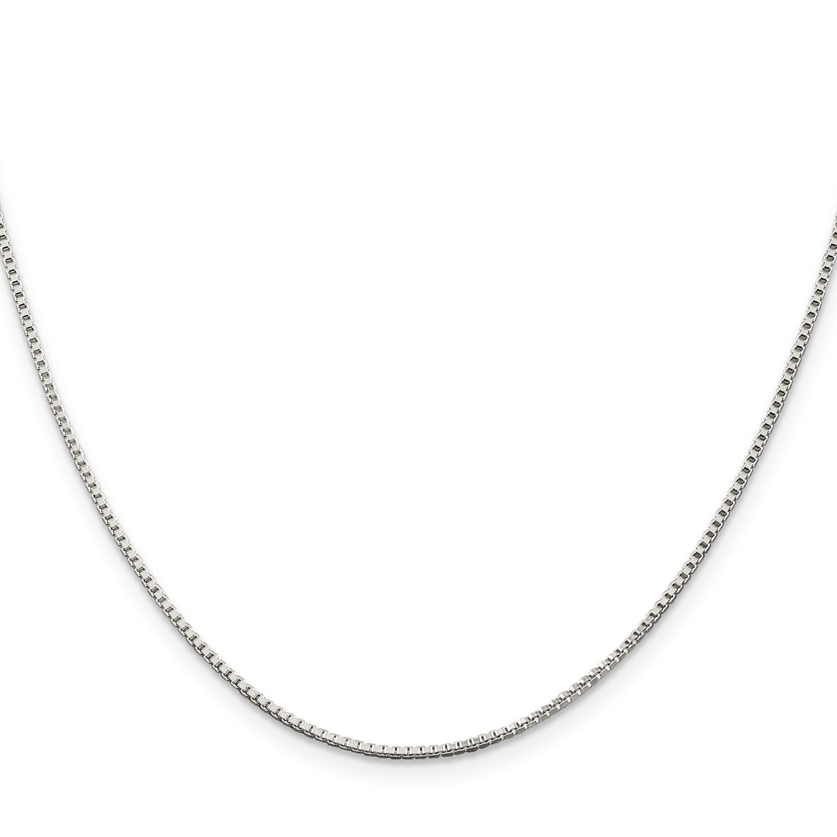 925 White Gold 1.25 mm Box Chain Necklace, Polished