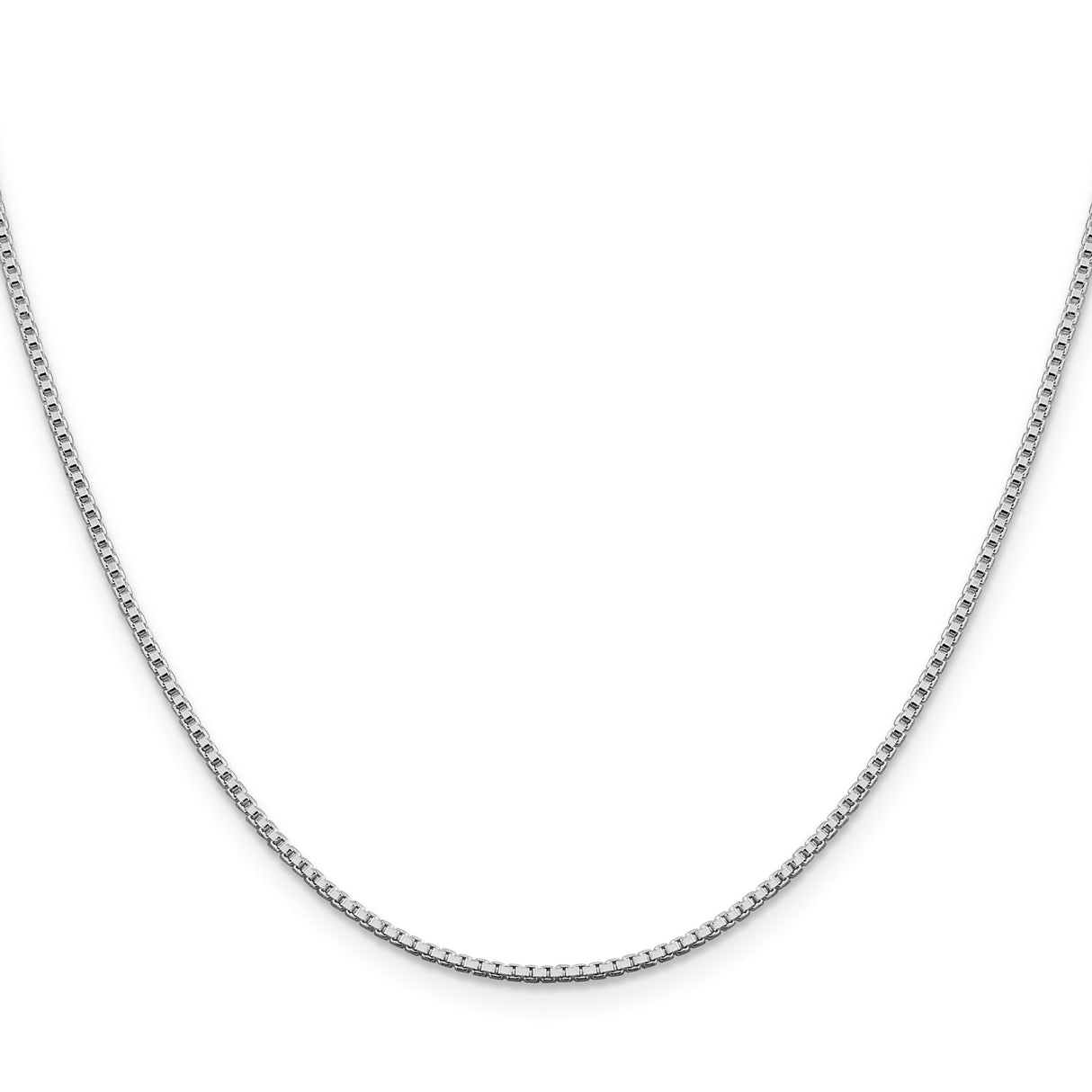 925 White Gold 1.4 mm Box Chain Necklace, Polished