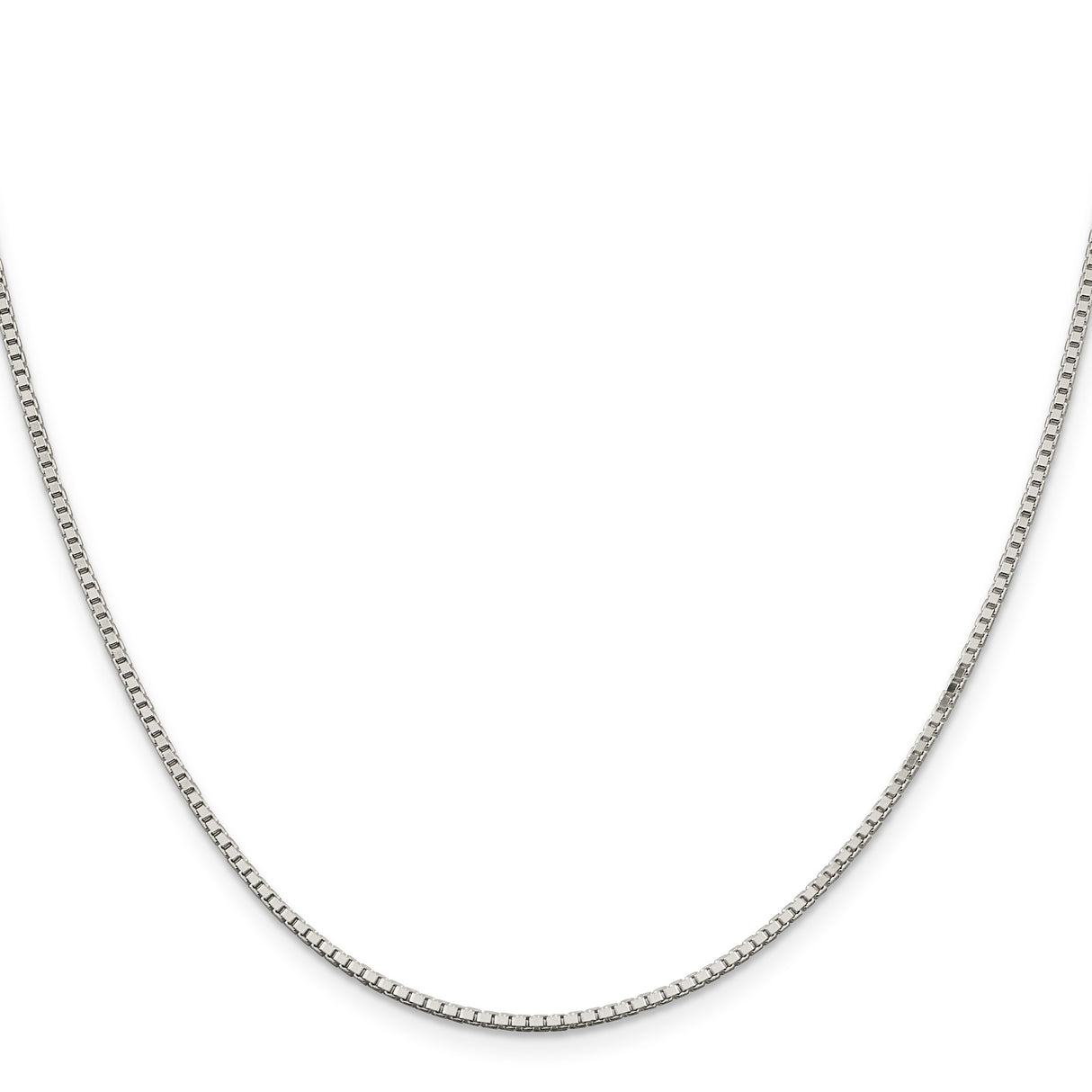 925 White Gold 1.5 mm Box Chain Necklace, Polished