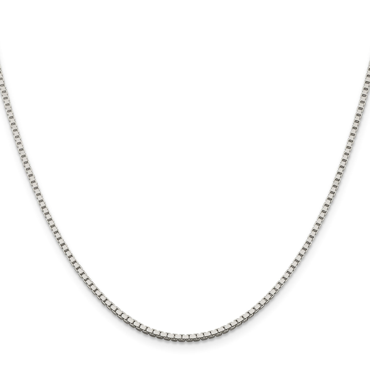 925 White Gold 1.75 mm Box Chain Necklace, Polished