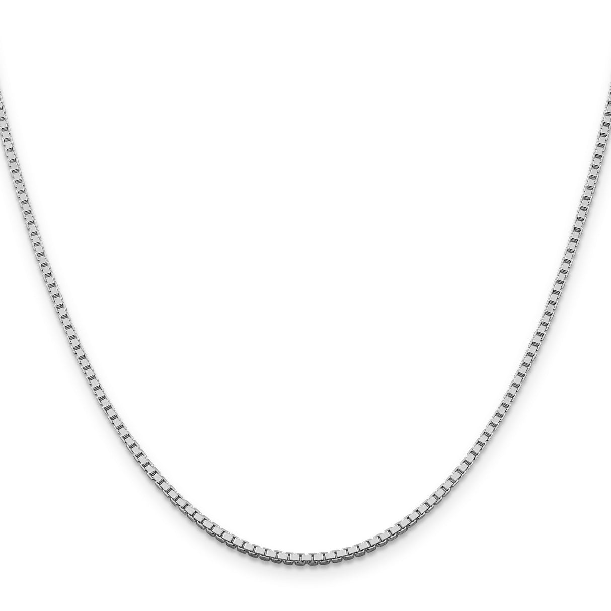 925 White Gold 1.75 mm Box Chain Necklace, Polished