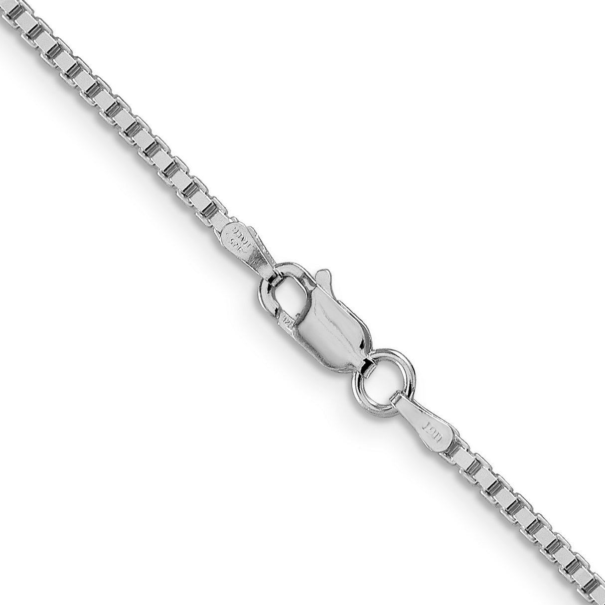 925 White Gold 1.75 mm Box Chain Necklace, Polished alternate angle