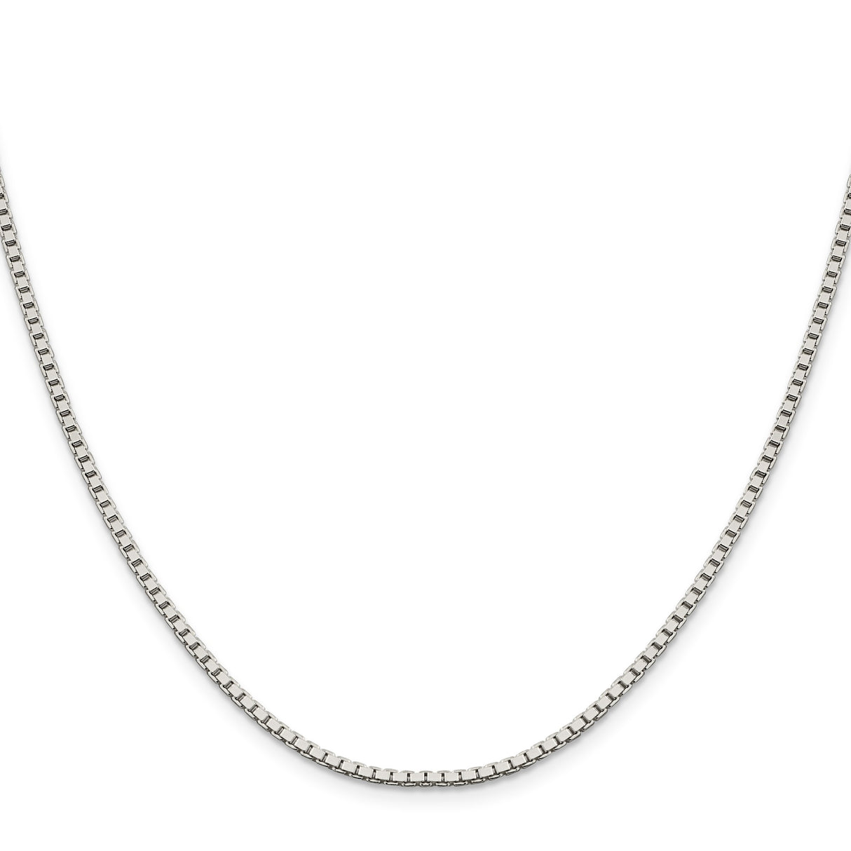 925 White Gold 1.9 mm Box Chain Necklace, Polished