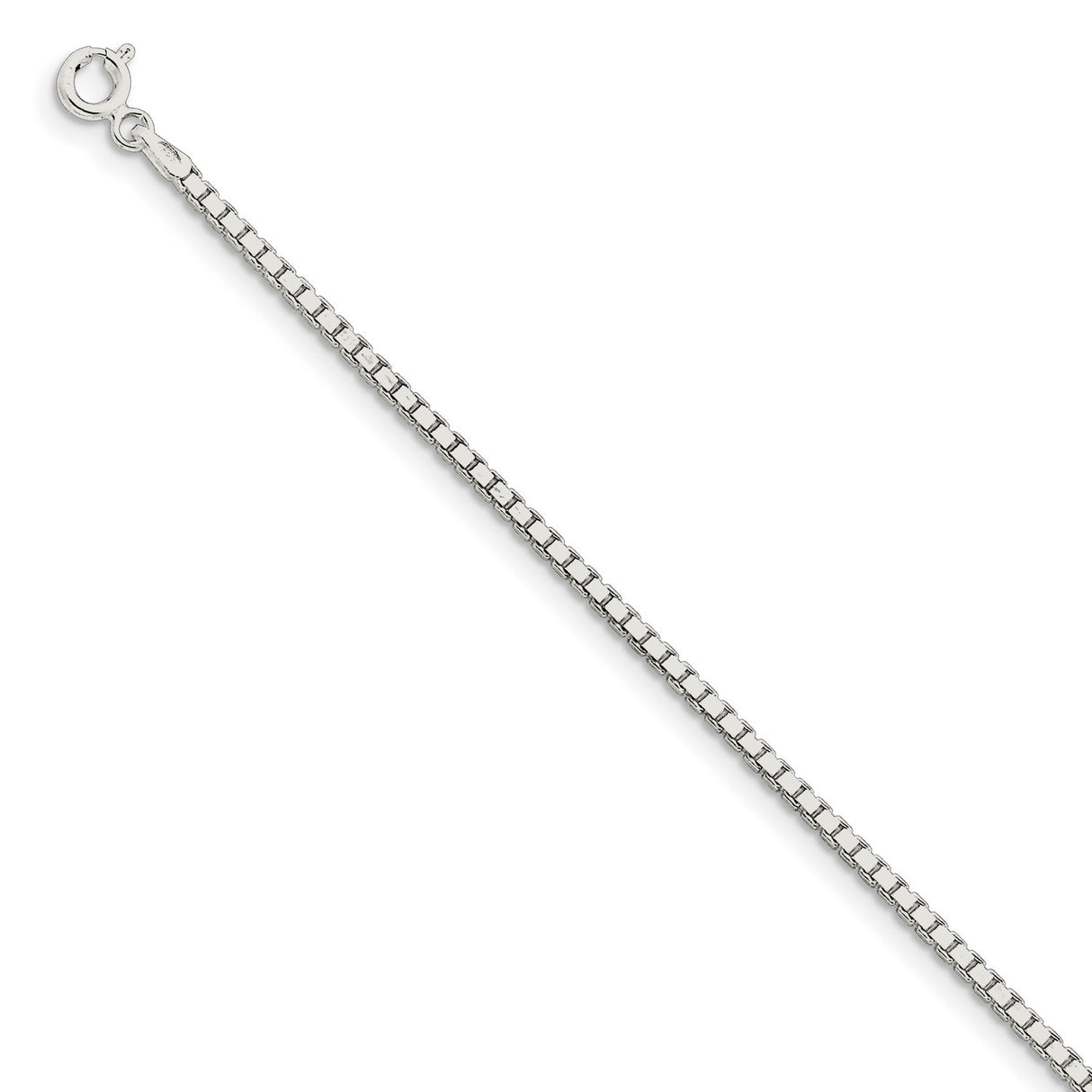 925 White Gold 1.9 mm Box Chain Bracelet, Polished