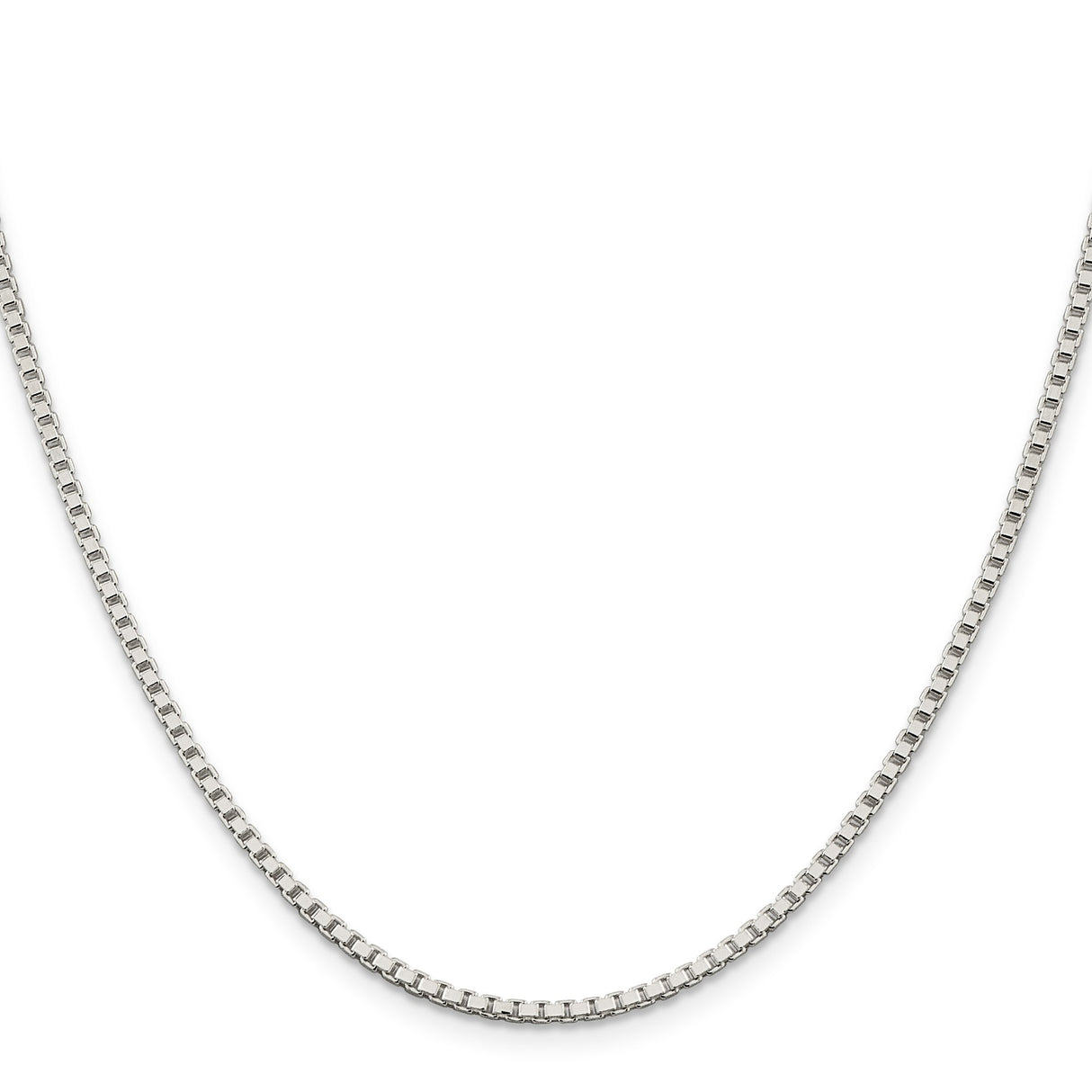 925 White Gold 2 mm Box Chain Necklace, Polished
