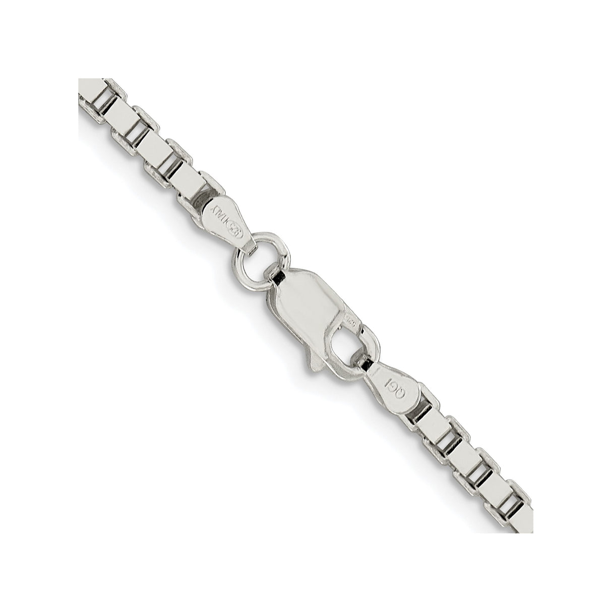 925 White Gold 3 mm Box Chain Necklace, Polished alternate angle