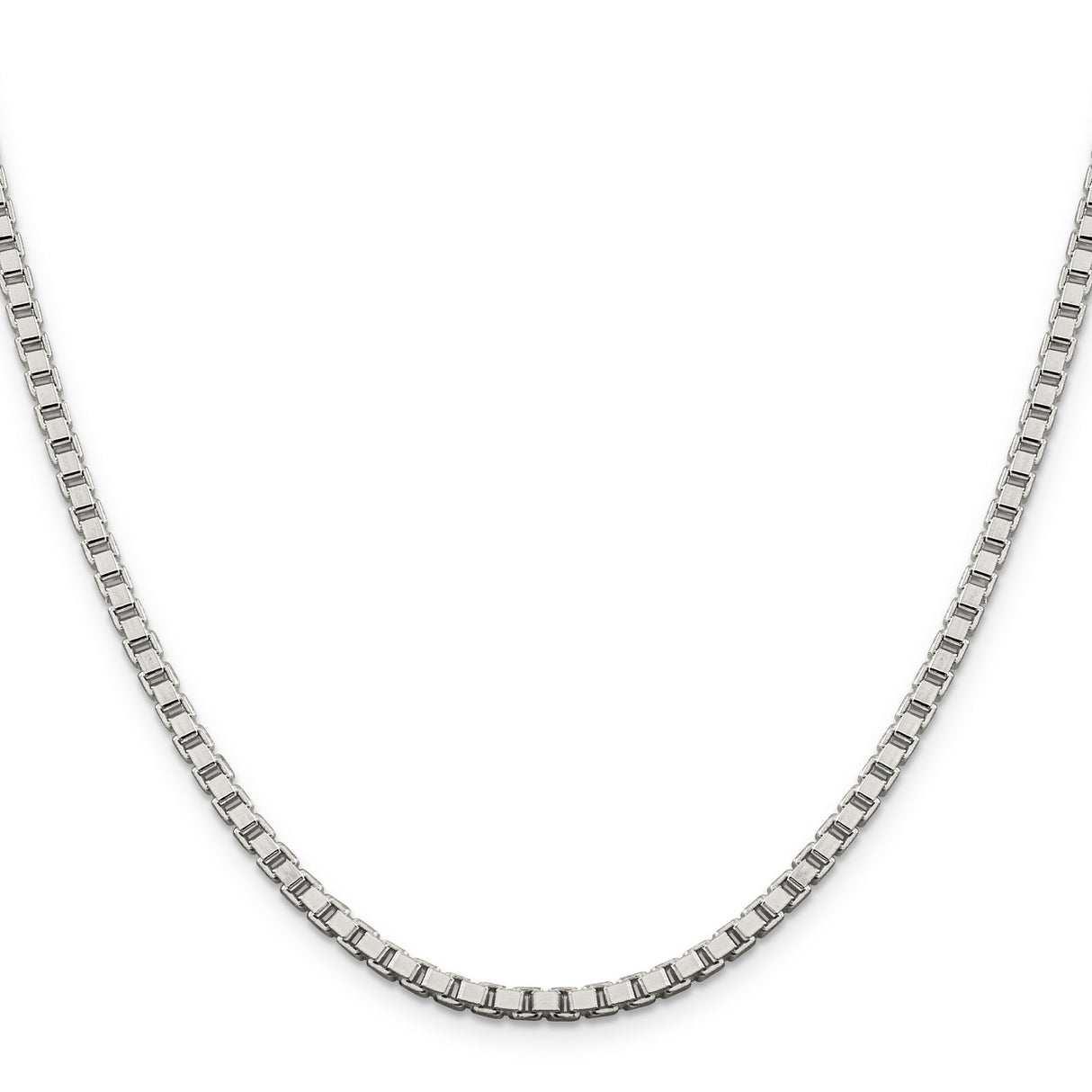 925 White Gold 3.25 mm Box Chain Necklace, Polished