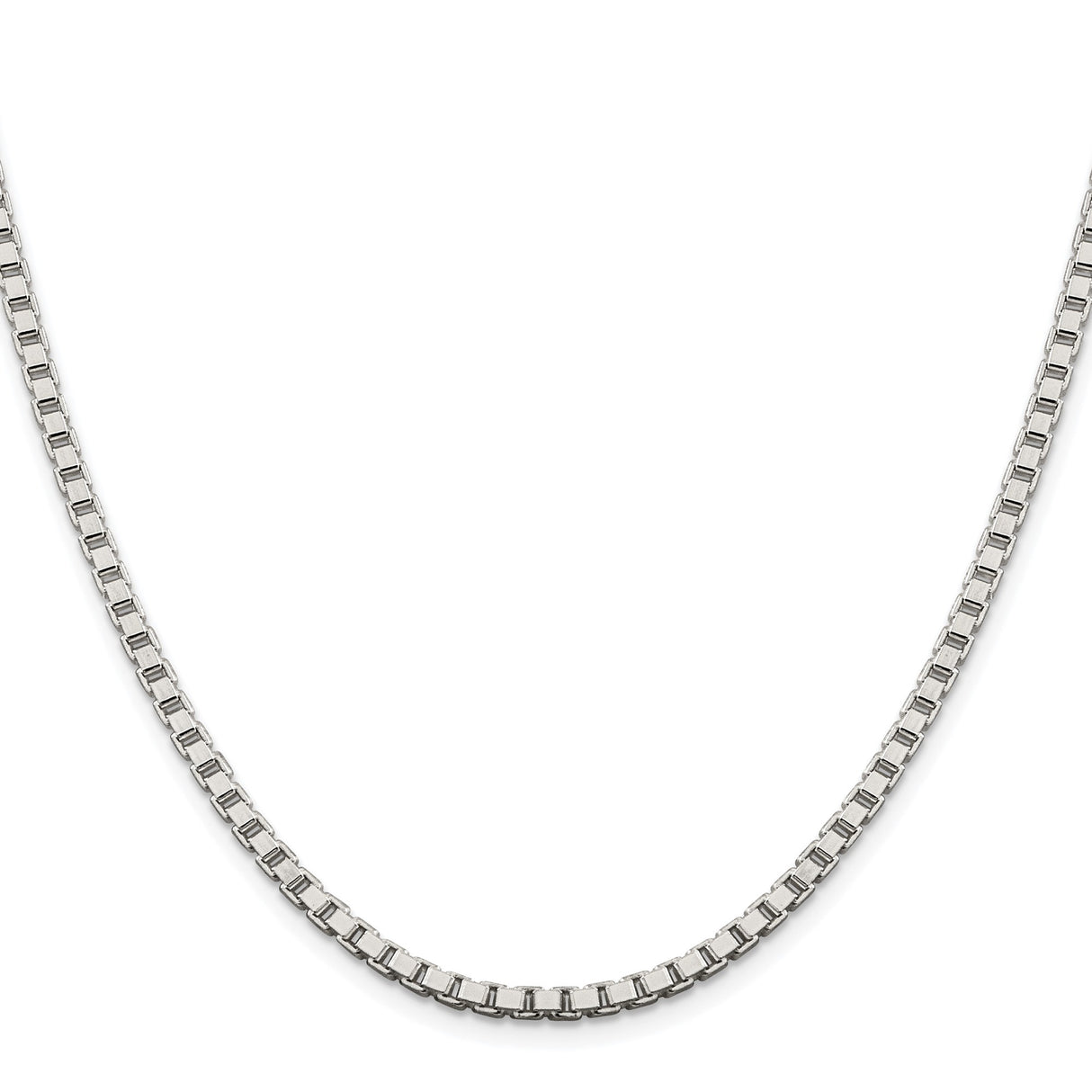 925 White Gold 3.25 mm Box Chain Necklace, Polished