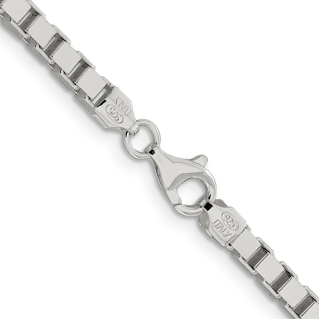 925 White Gold 3.75 mm Box Chain Necklace, Polished alternate angle