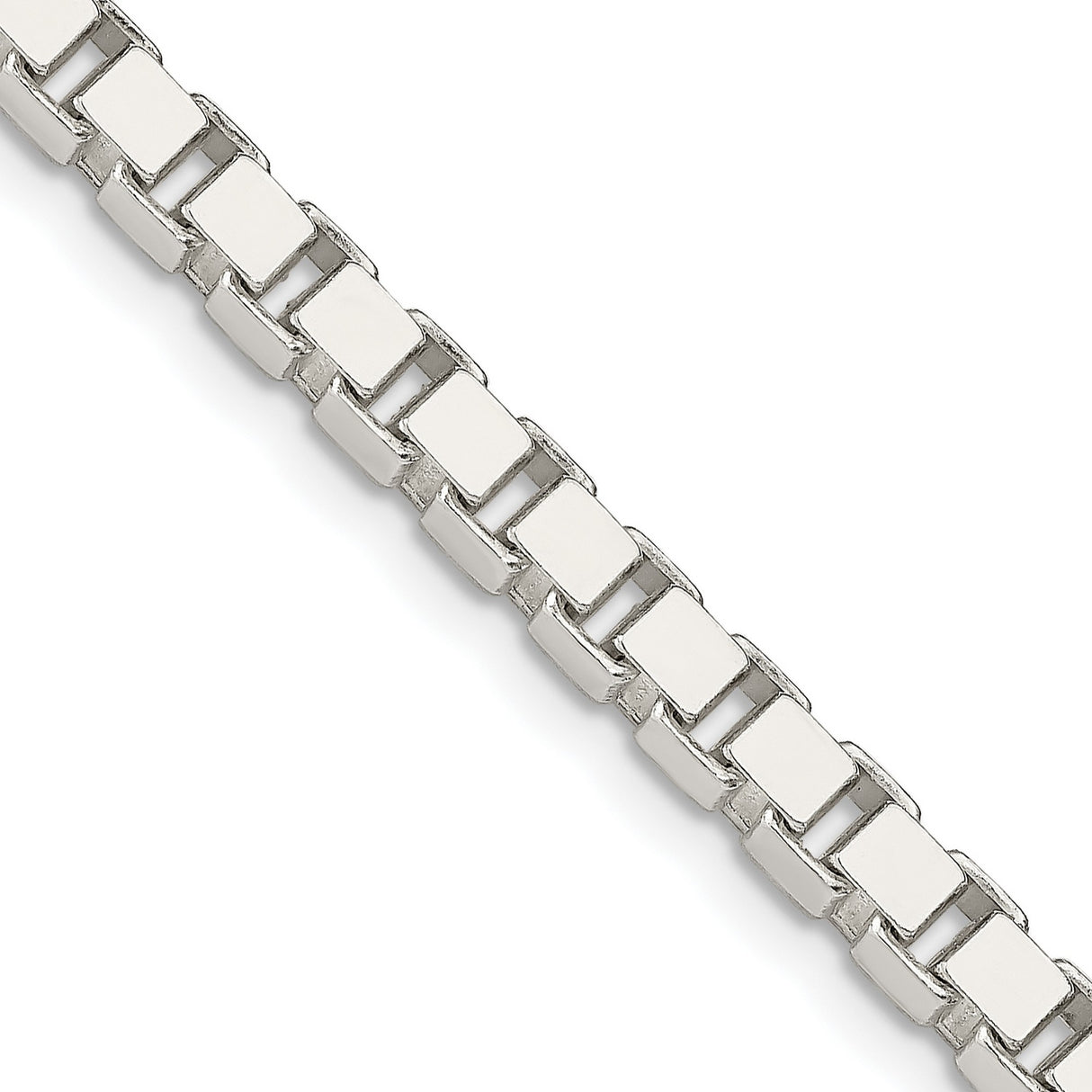 925 White Gold 4.5 mm Box Chain Necklace, Polished detail view