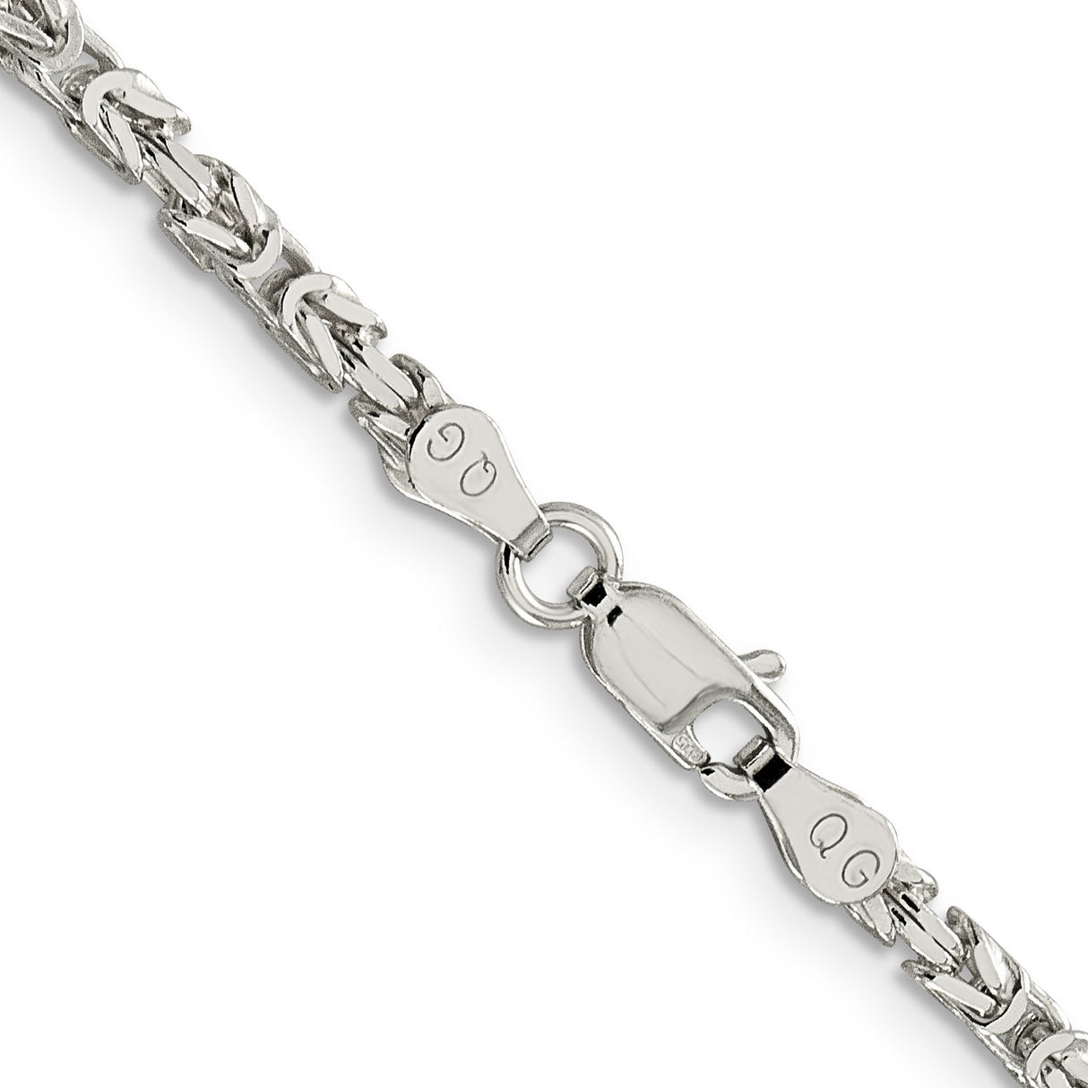 925 White Gold 2.5 mm Polished Chain Necklace, Solid alternate angle