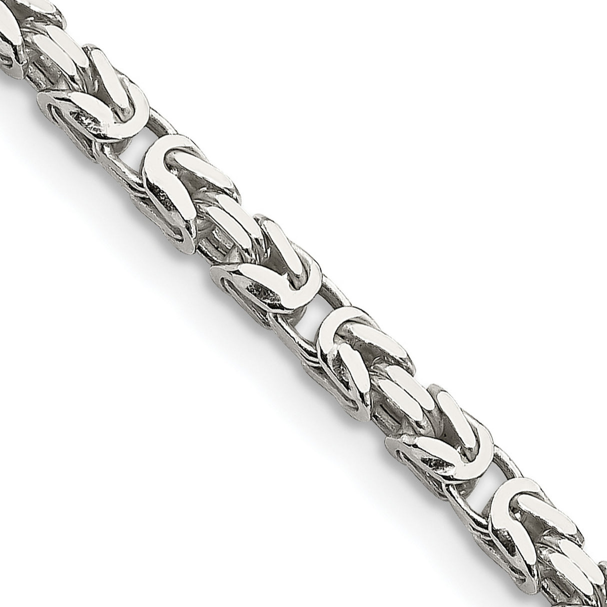925 White Gold 2.5 mm Polished Chain Necklace, Solid detail view