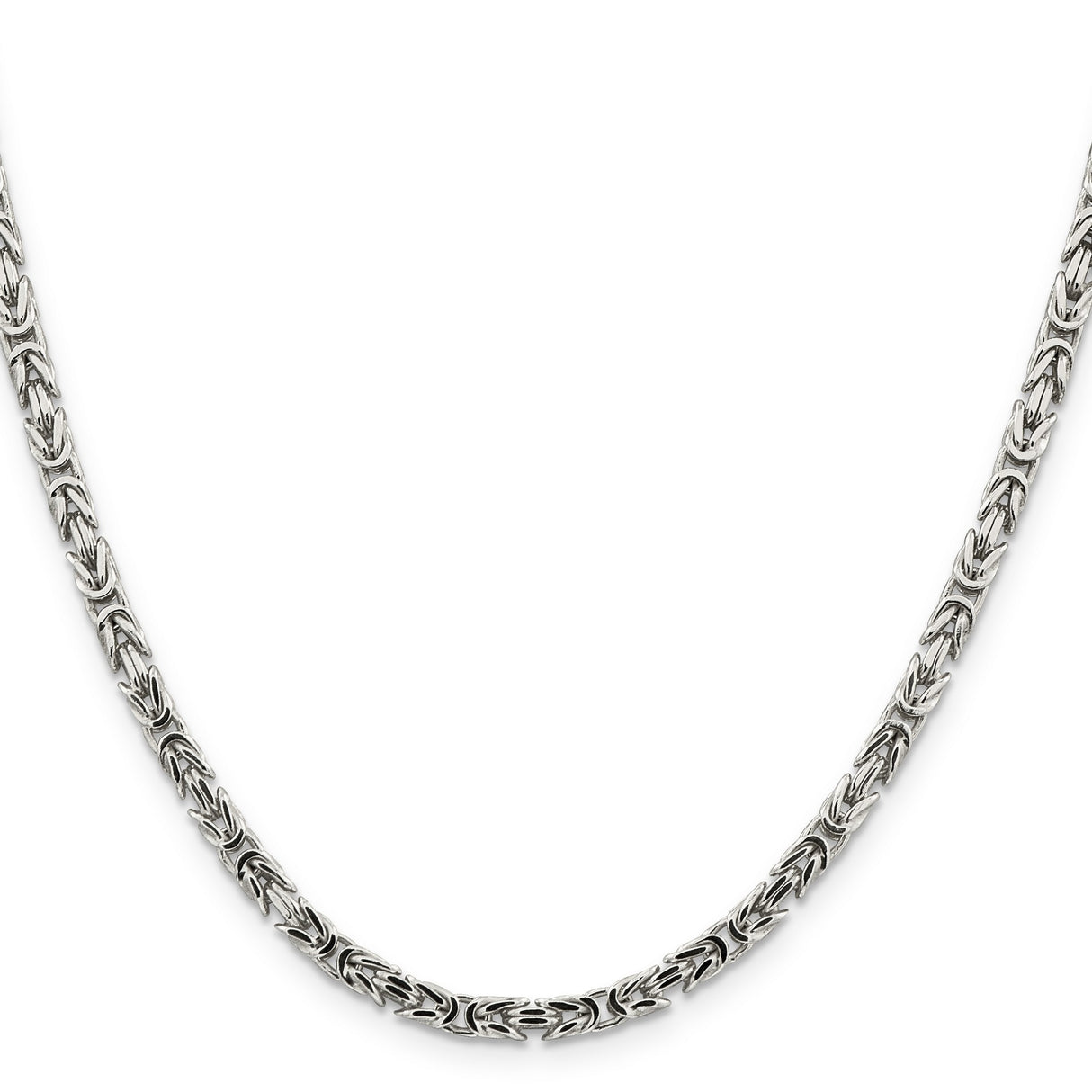 925 White Gold 3.25 mm Polished Chain Necklace, Solid