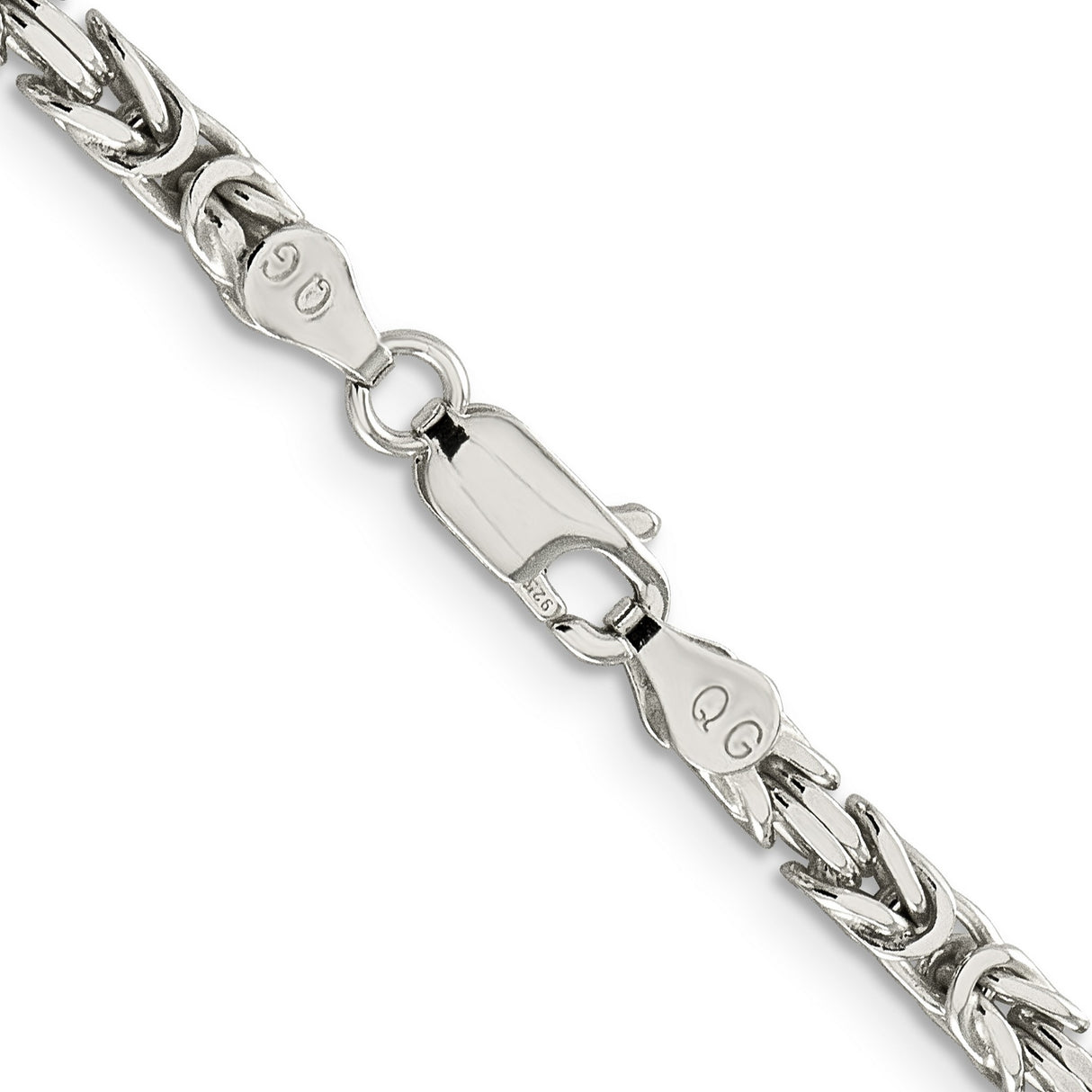 925 White Gold 3.25 mm Polished Chain Necklace, Solid alternate angle