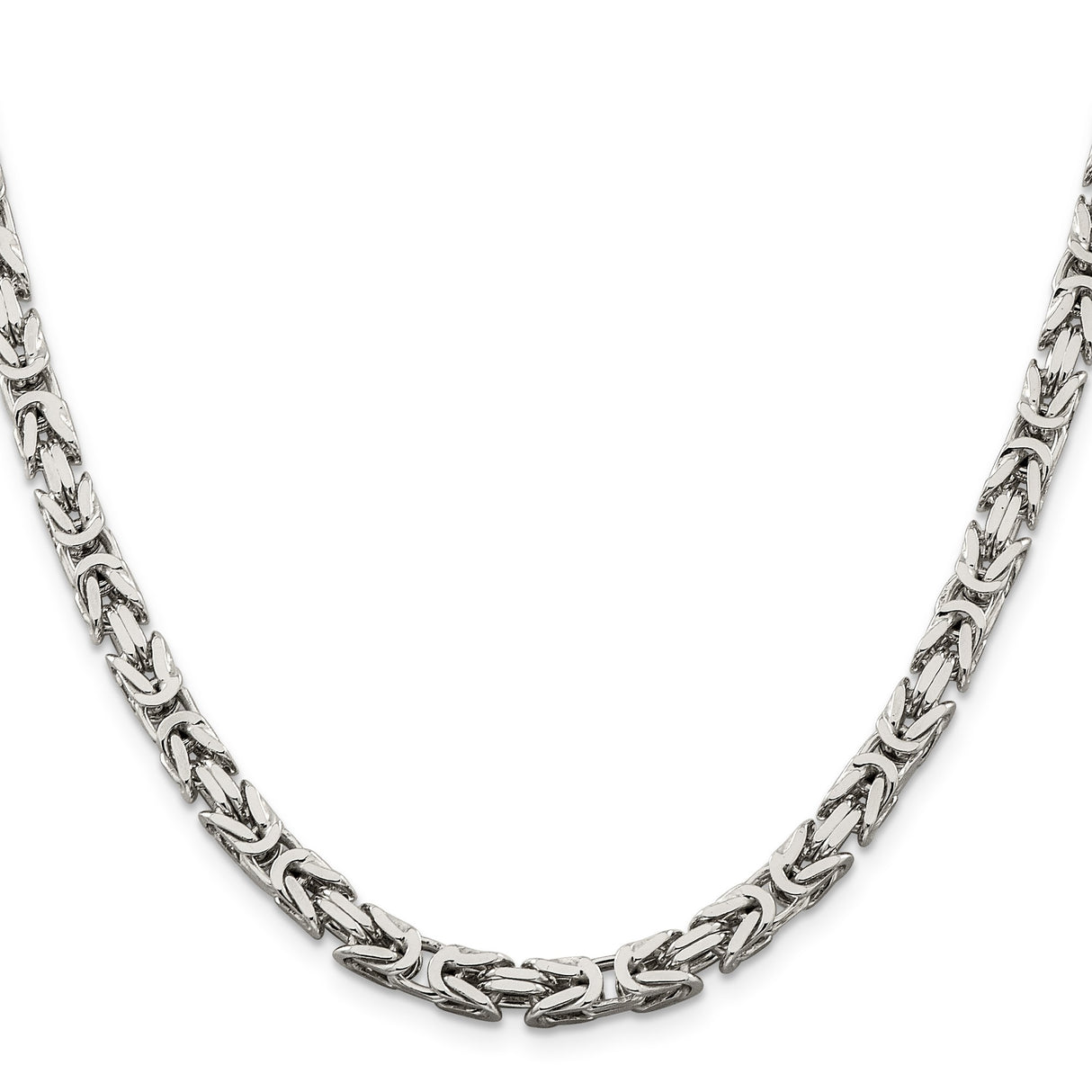 925 White Gold 5 mm Polished Chain Necklace, Solid