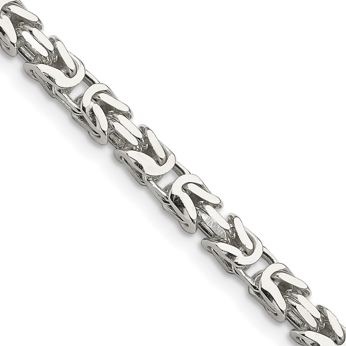 925 White Gold 5 mm Polished Chain Necklace, Solid detail view