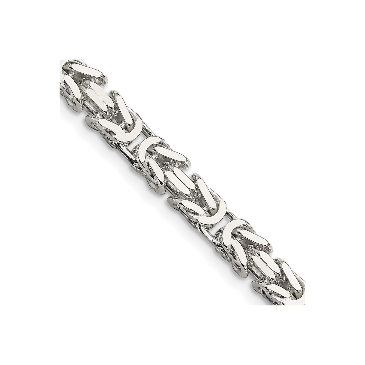 925 White Gold 6 mm Polished Chain Necklace, Solid detail view